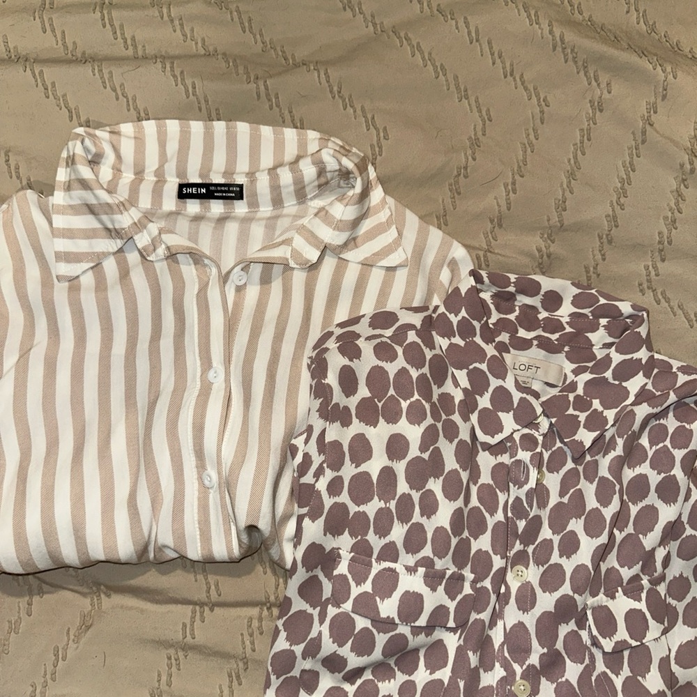 LOFT Purple and White Patterned Blouse